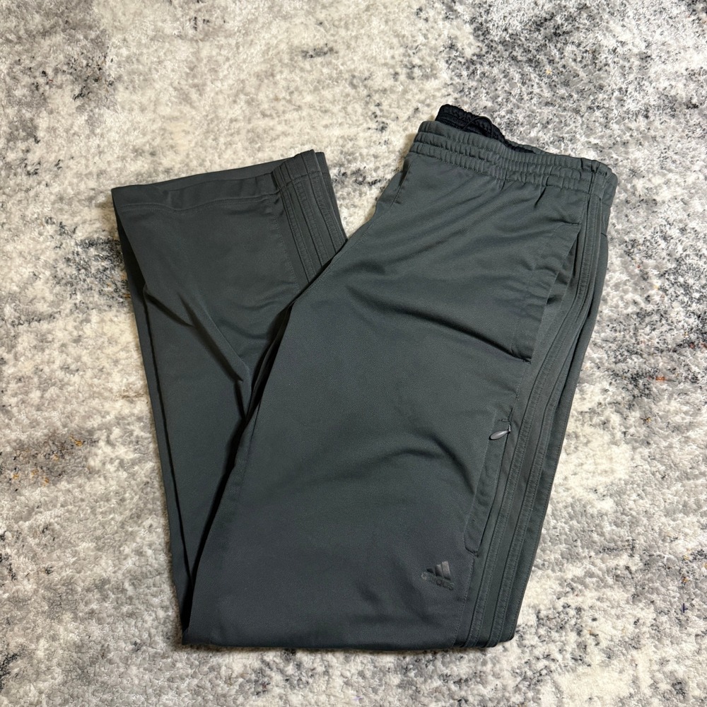 Adidas Mens XL Gray Track Pants Athletic 3-Stripe Zipper Pocket Straight Leg